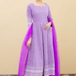 Purple Chikankari Anarkali With Dupatta