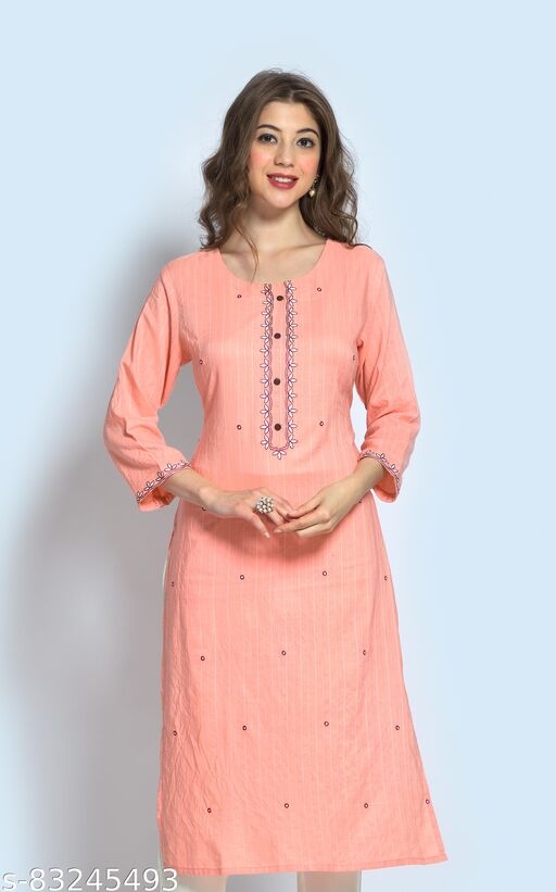 Women's Embroidered Rayon Straight Kurta