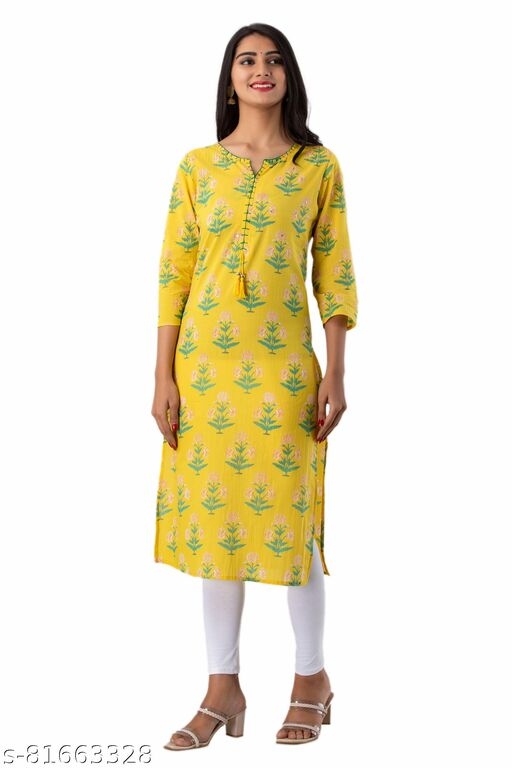 Chirtali Women's Musterd Cotton Straight kurta