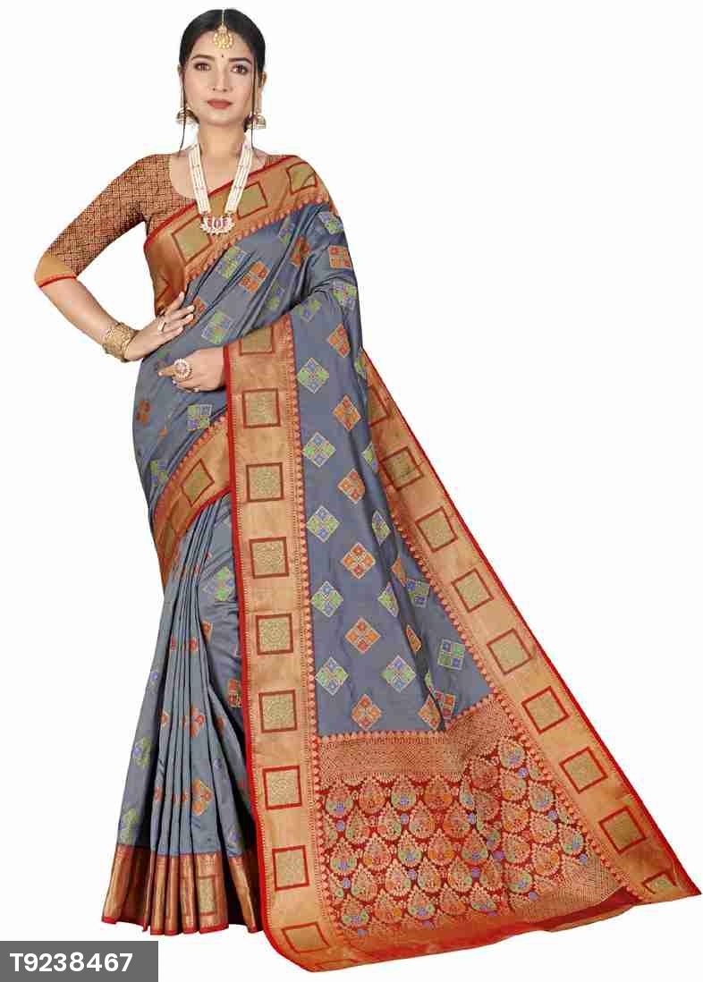 Grey Party Wear Designer Patola Sarees