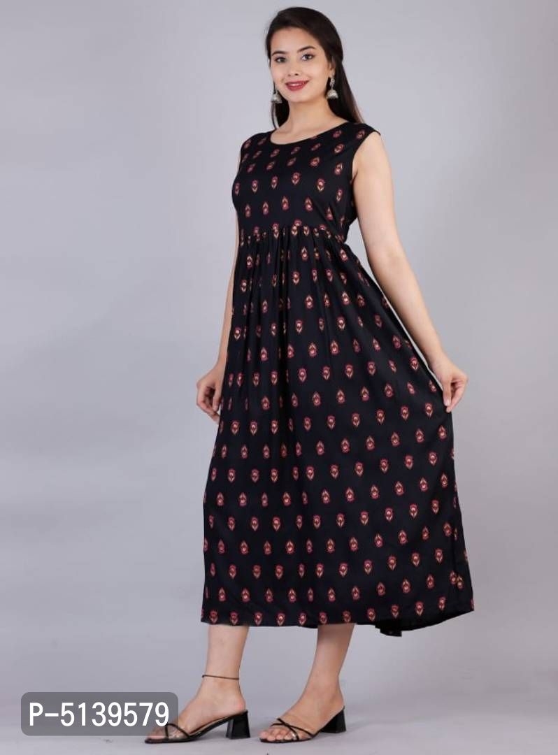 Contemporary Black Rayon Printed Kurta For Women