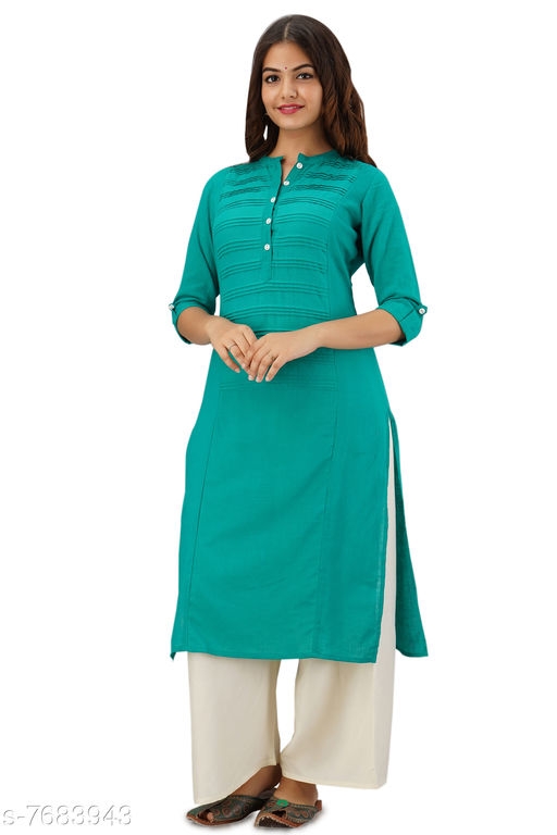 Women's Solid Cotton Slub Kurti