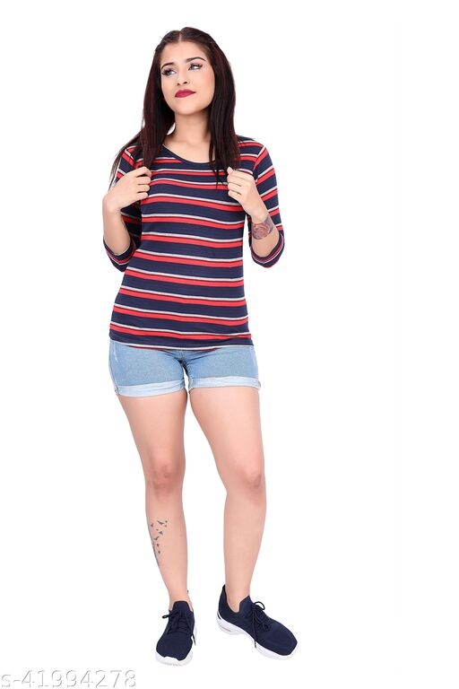 PURPLE & PINK STRIPE HALF SLEEVE T-SHIRT