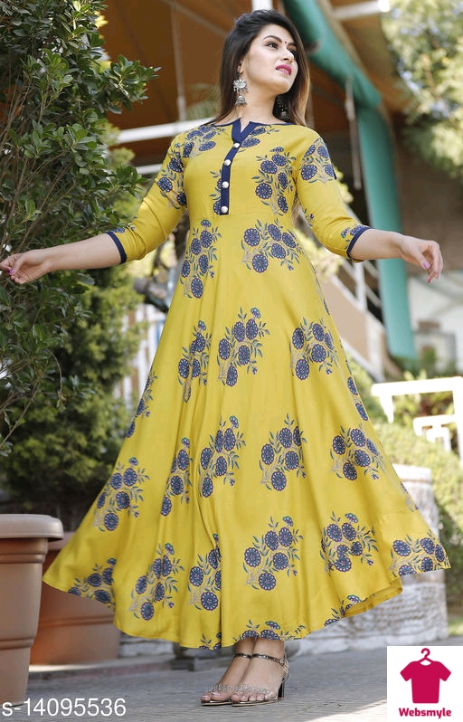 Women Rayon Slub A-line Stripe Kurti