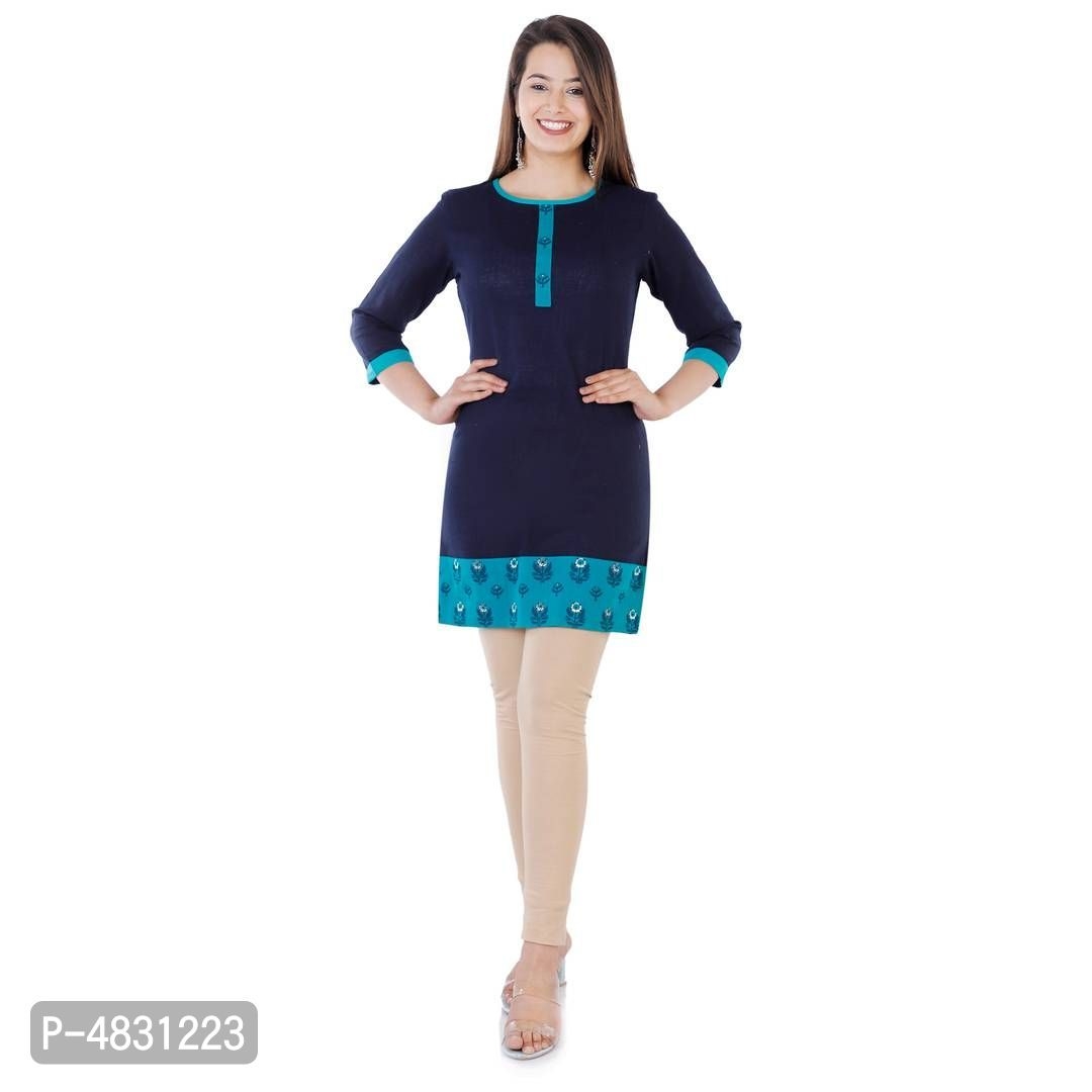 Blue Green Round Neck Kurti