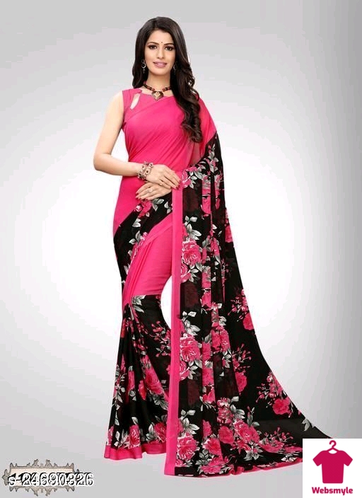 Alluring Printed Georgette Saree with blouse piece