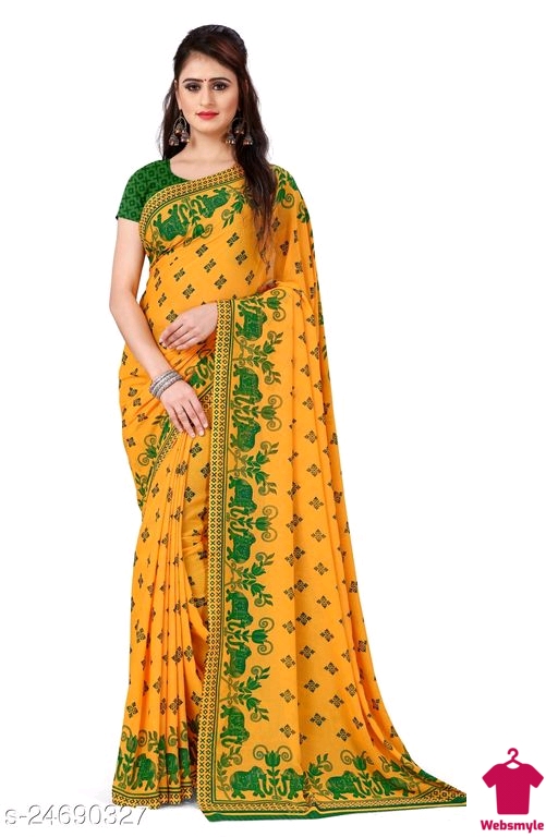 Alluring Printed Georgette Saree with blouse piece