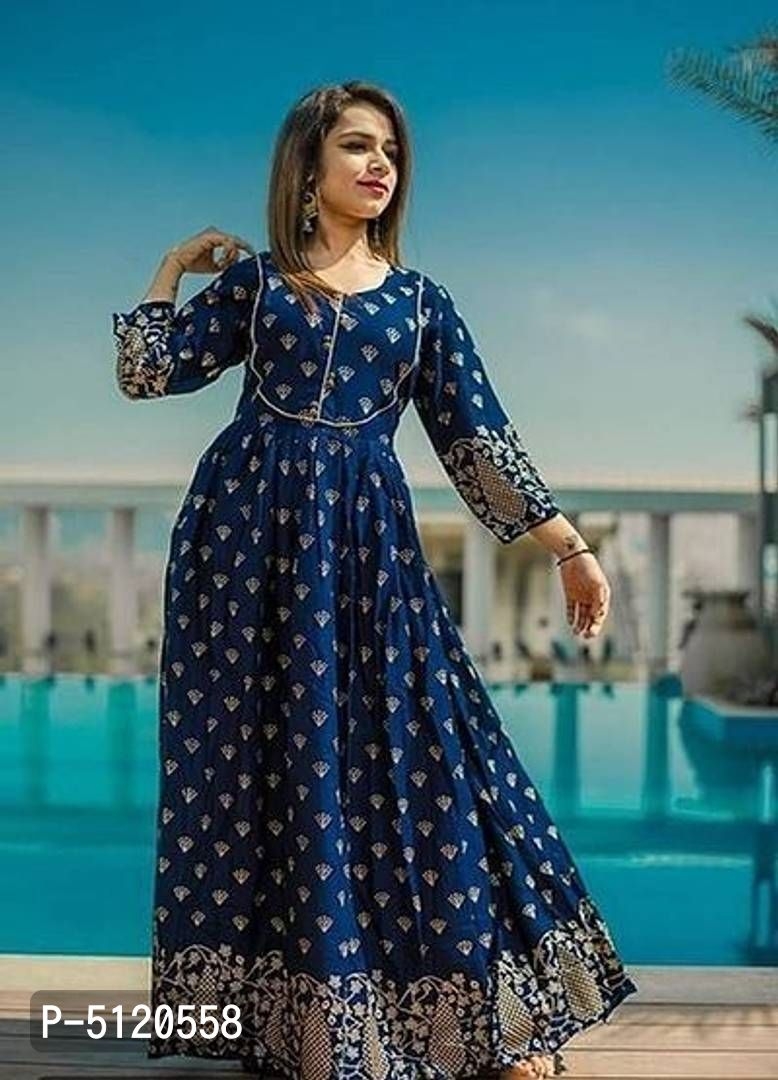 Women's Rayon Printed Anarkali Kurta