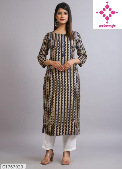 Stunning Printed Rayon Kurti Pant Sets