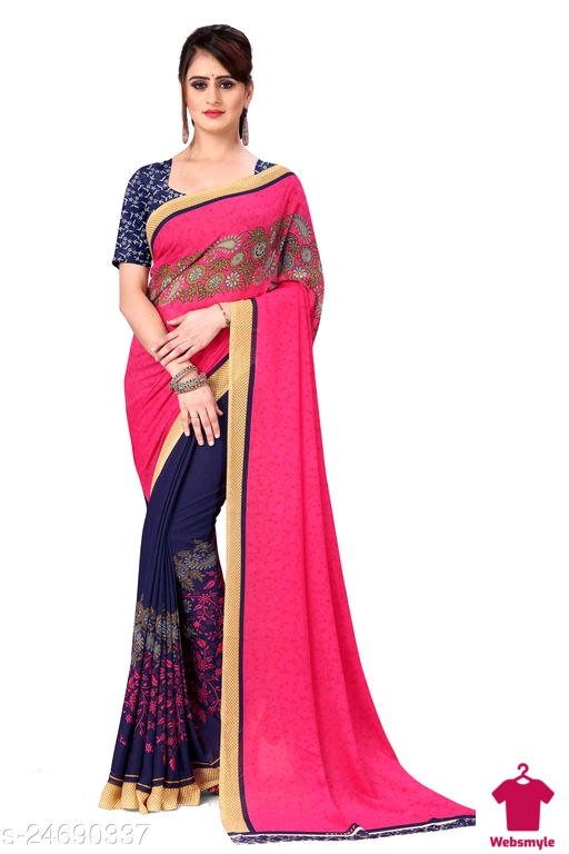 Alluring Printed Georgette Saree with blouse piece