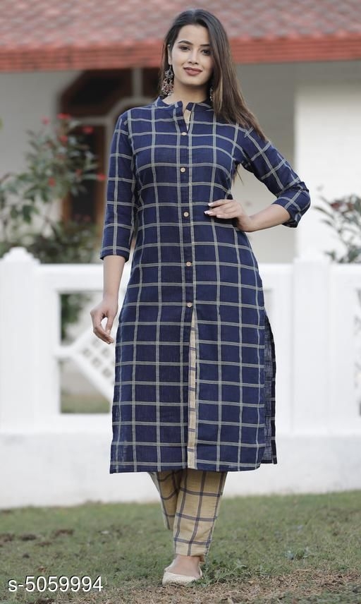 Women's Checked Cotton Slub Kurti