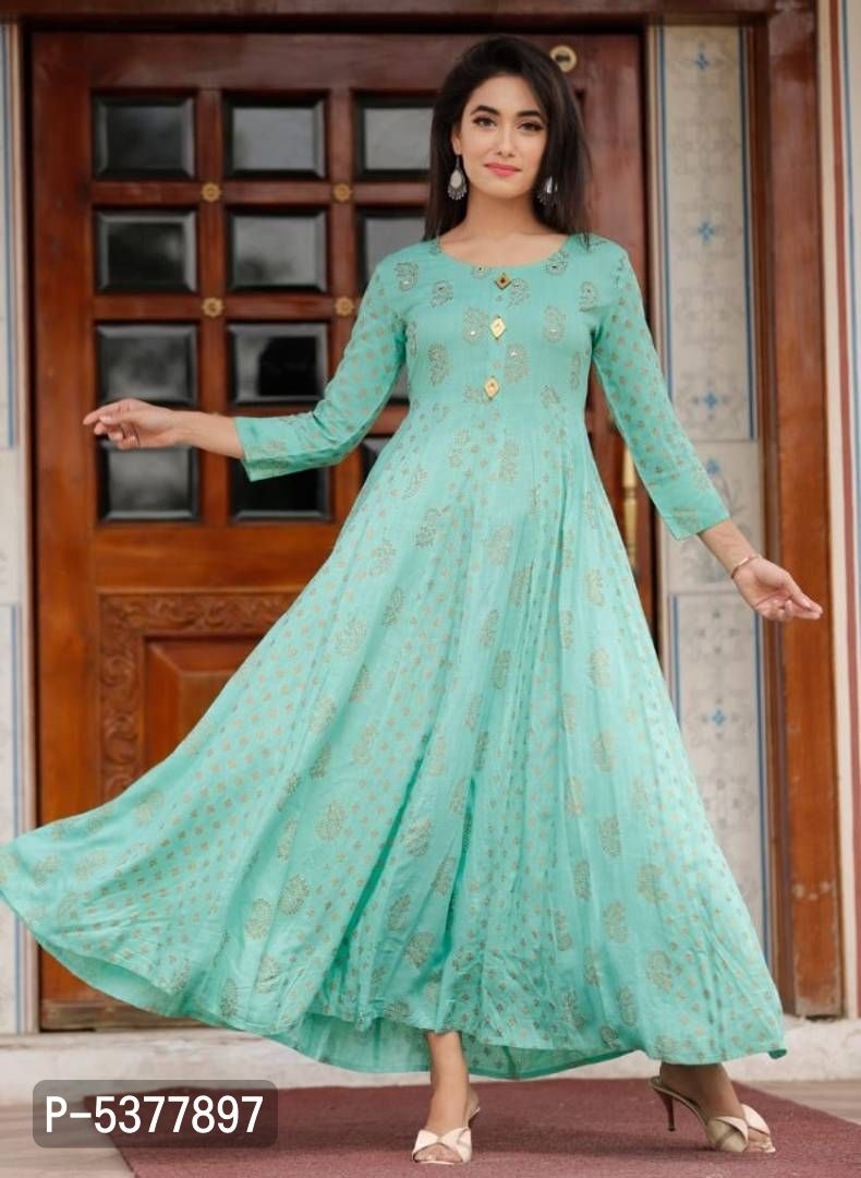  Women's Rayon Printed Anarkali kurtis