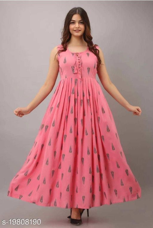 Rayon printed Anarkali Long Kurti cum Gown