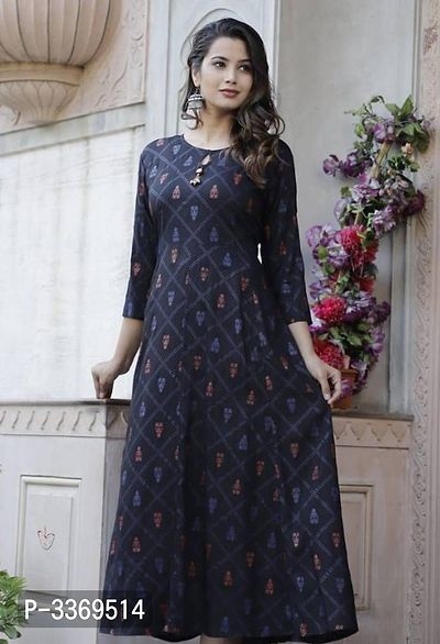 Stylish Rayon Anarkali Printed Gown