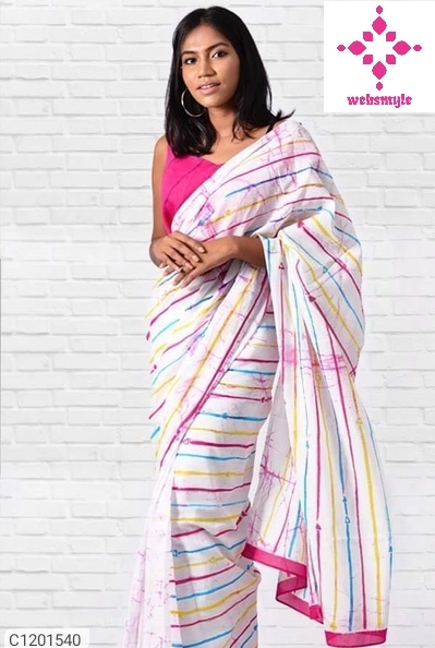 Attractive Cotton Mulmul Jaipuri Print Saree