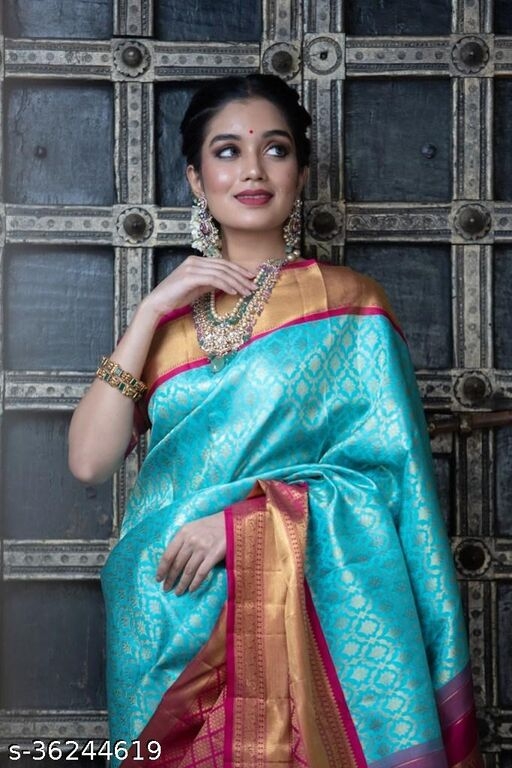 Beautiful Designer Kanjeevaram silk Saree with Blouse piece for Women