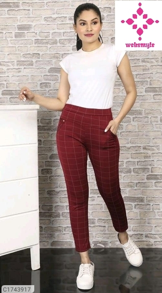 Women's Imported Stretchable Cotton Checks Free Size Jeggings