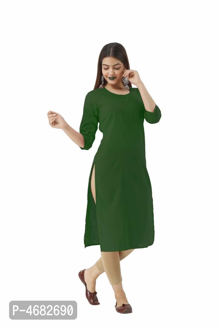 Stylish Green Rayon Solid Kurta For Women