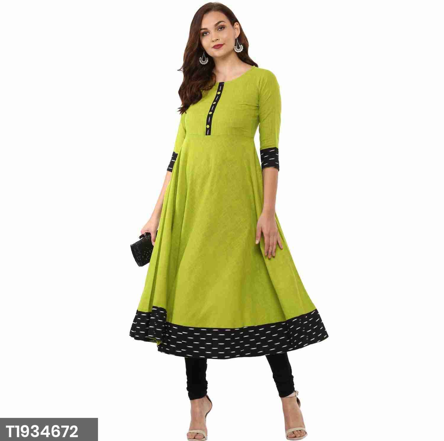 Sitaram Designer Anarkali Style Ikkat Printed Cotton Blend Kurti