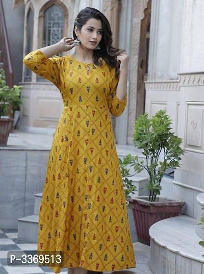 Stylish Rayon Anarkali Printed Gown