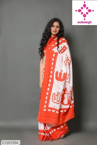 Attractive Cotton Mulmul Jaipuri Print Saree