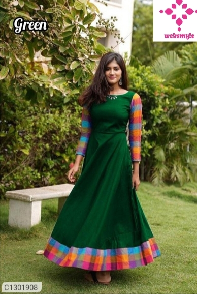 Elegant Rayon Solid Checkered Print Kurtis