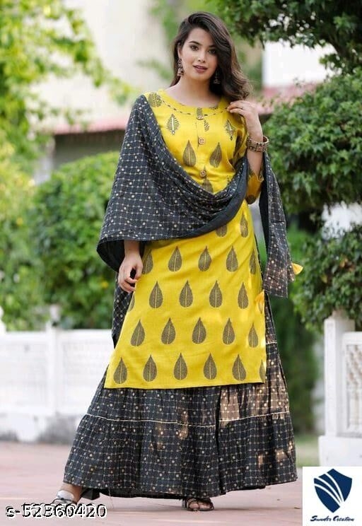 New and Hit Trendy Women Kurta Skirt & Dupatta Set