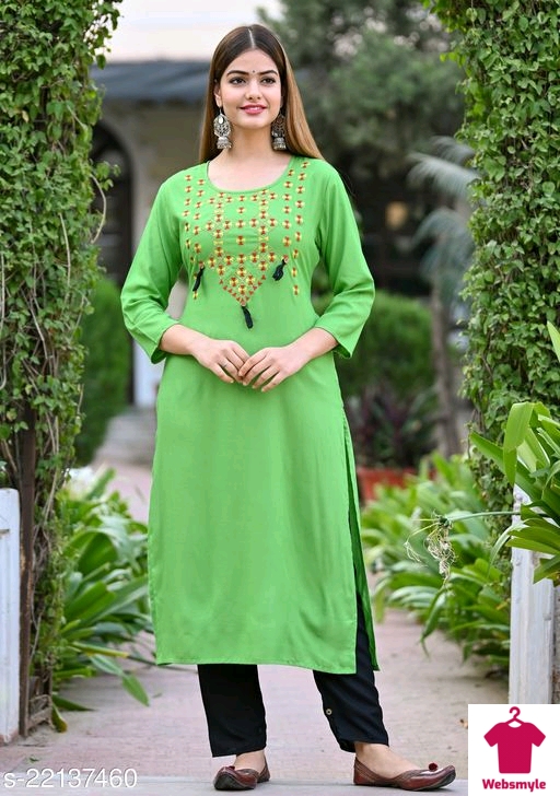 SIYA TRENDS RAYON EMBROIDERED KURTI