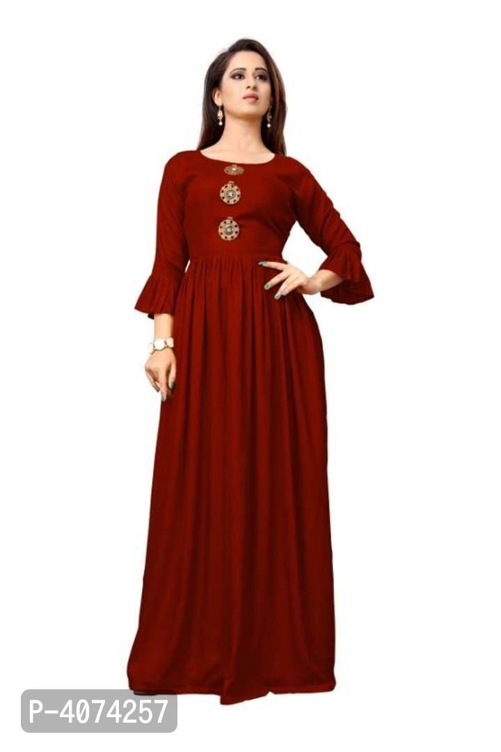 Solid Long Rayon Women's Gowns