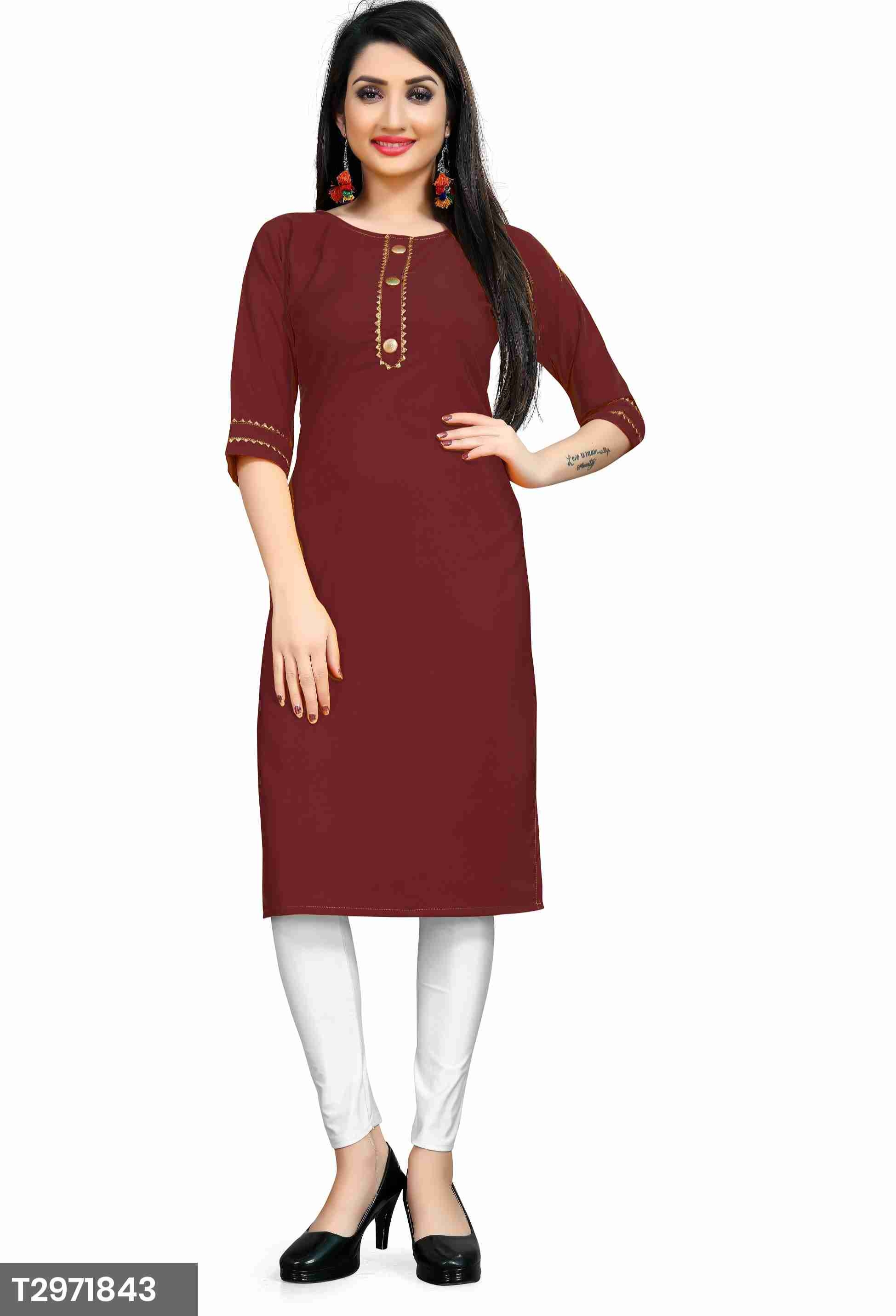 New Arrival Maroon Crep Kurti For Women