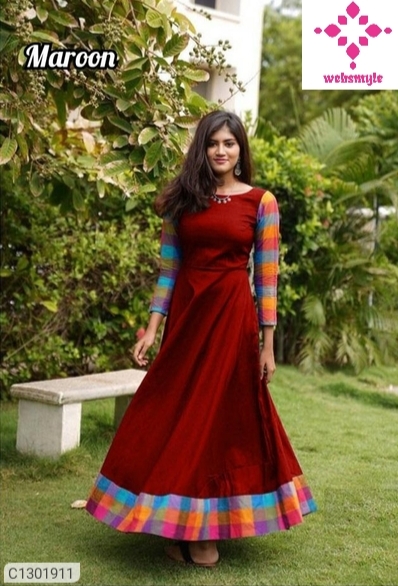 Elegant Rayon Solid Checkered Print Kurtis