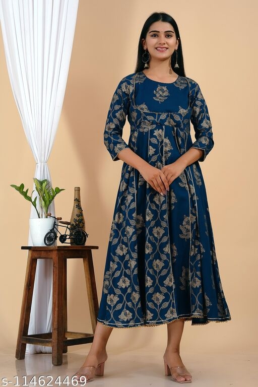 Printed Rayon Anarkali  Long Kurti 