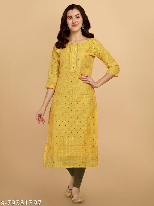Vintage yellow chanderi cotton kurti