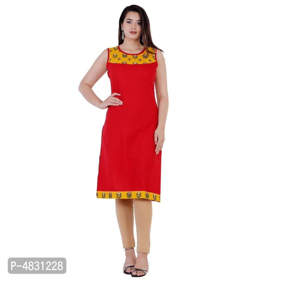 Red Yellow Sleeveless Kurti