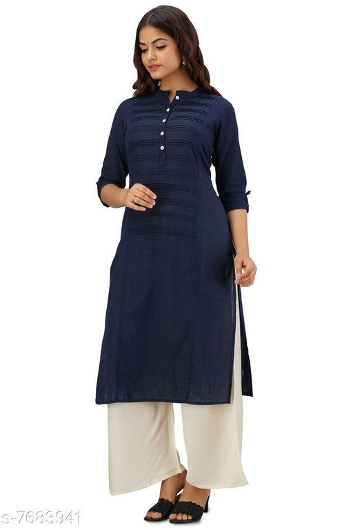 Women's Solid Cotton Slub Kurti