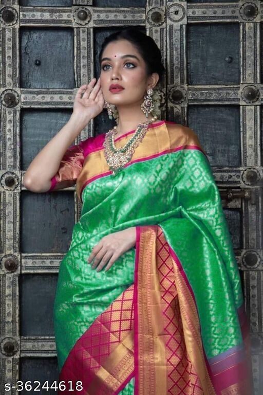Beautiful Designer Kanjeevaram silk Saree with Blouse piece for Women