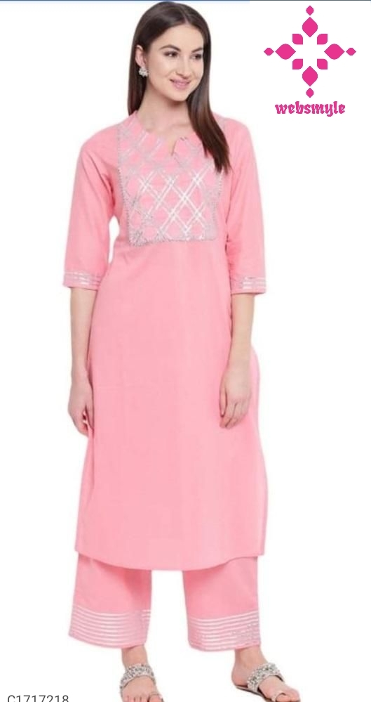 Pretty Rayon Gota Patti Work Kurti Pant Set