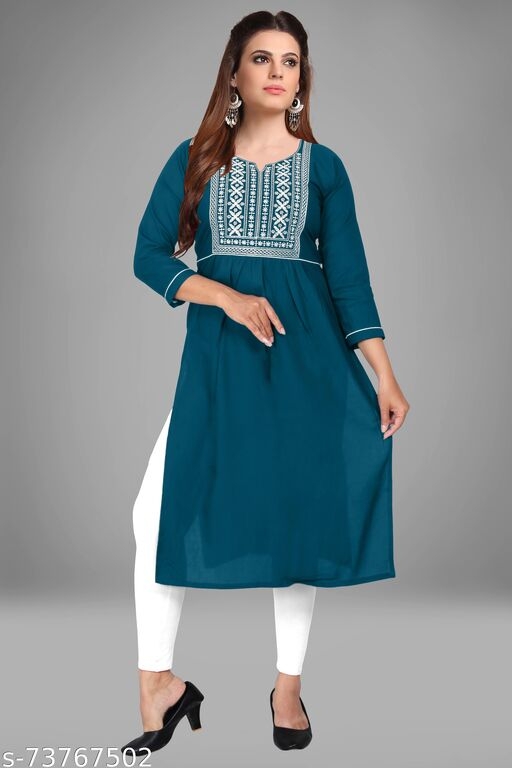 Zeenat Libaas Denim Color Lakhnavi Embroidered Kurti for festive party wear
