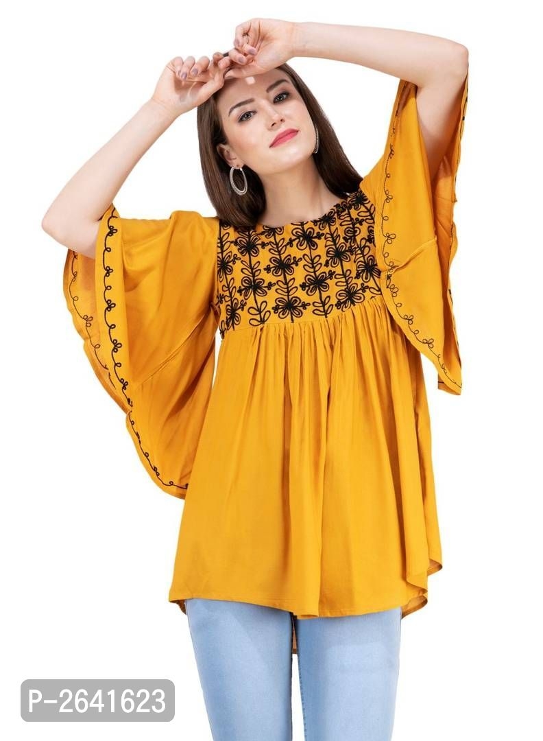 MUSTARD EMBROIDERED TOP