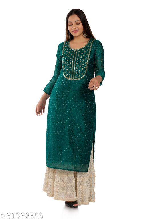 Women's Chanderi Straight Festive Kurta