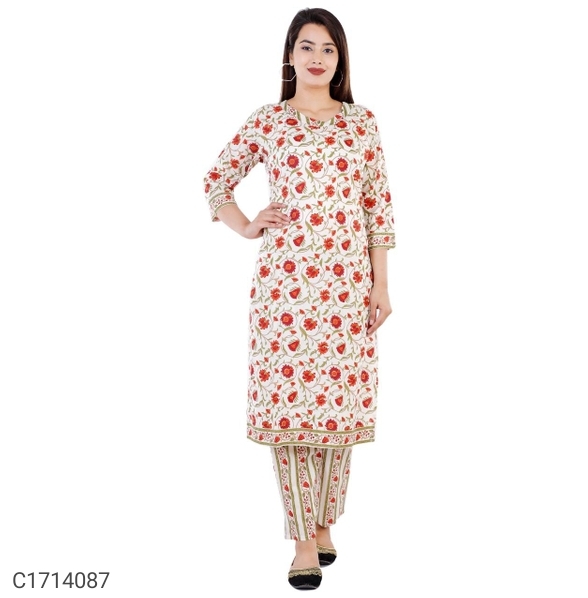 Gorgeous Printed Rayon Kurti Pant Sets