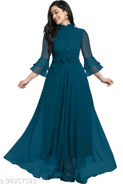 Womens Morpeach Color Full Flair Gown for Casual Wear
