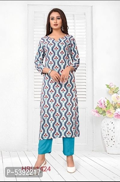 Womern's Printed Straight multicolored Rayon Kurtas