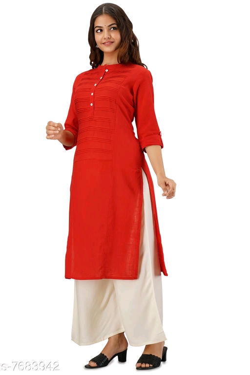Women's Solid Cotton Slub Kurti