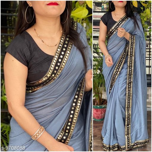 Attractive vichitra silk saree with heavy sequance lace border