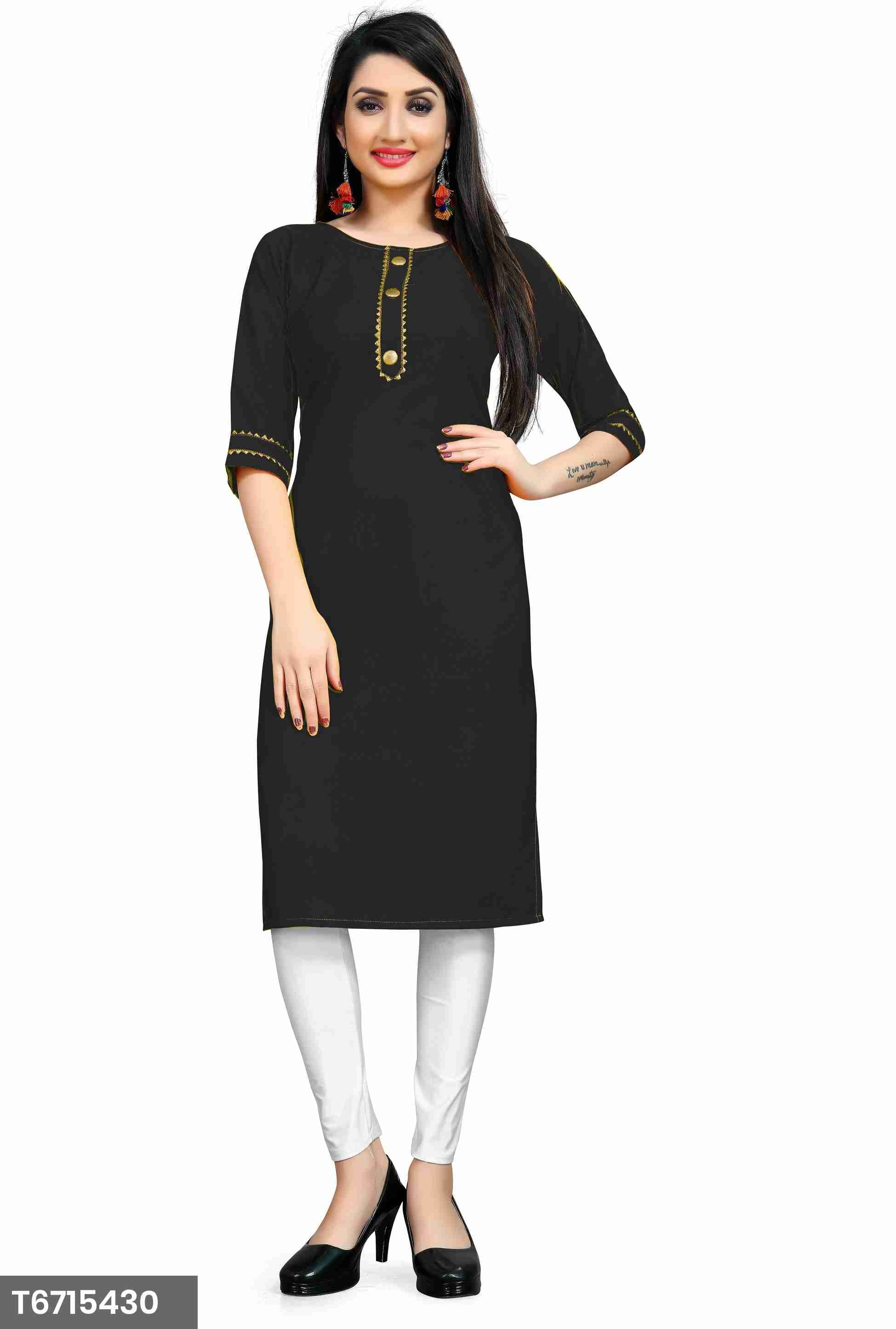 New Arrival Black Crep Kurti For Women