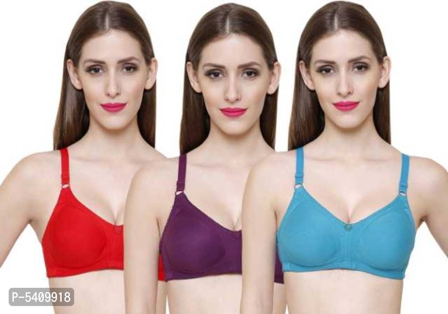  Cotton Silk Full Coverage Non Padded Bra (Multicolor)