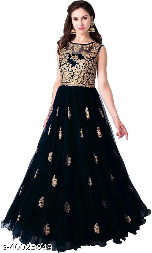 Amazing Anarkali Net Embroidery Work Semi-Stitched Gown