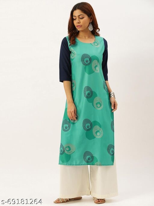 Stylish Women's Crepe MultiColor Digital Printed Straight Kurti