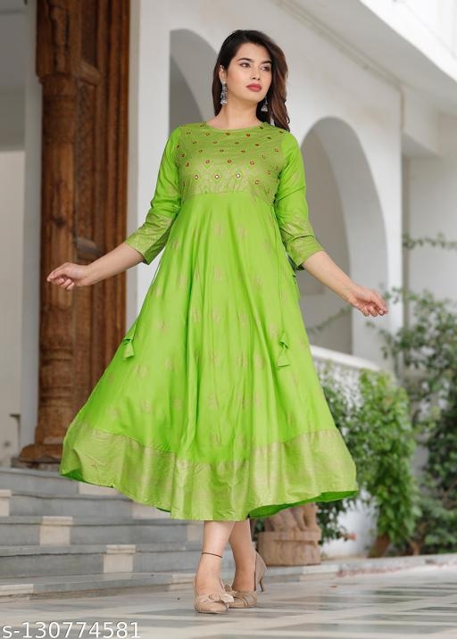 Women Printed Viscose Rayon Anarkali Kurta  (Green)